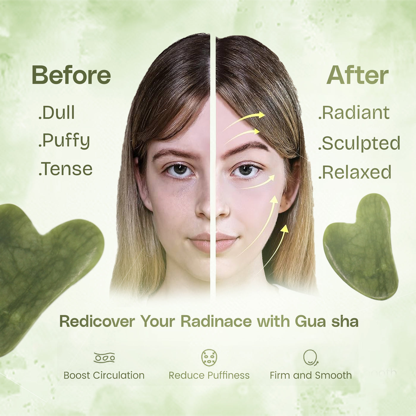 Jade Roller And Real Gua Sha Stone For Face Massager